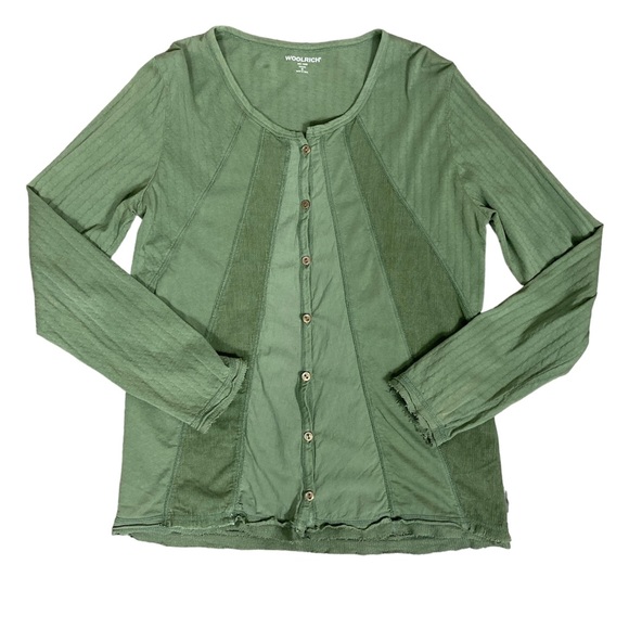 Woolrich Tops - Woolrich Army Green Cardigan With Corduroy Details Size Medium
